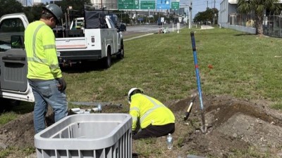Crews install fiber box (May 2026 photo)