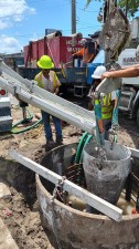 Crews pour concrete in shaft (June 2026 photo)