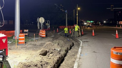 Excavating and preparing for asphalt curb pad (August 2026 photo)