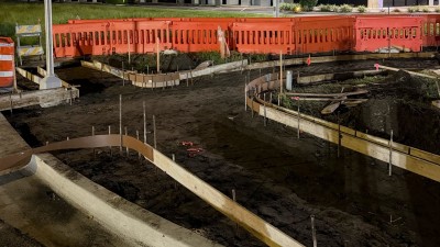 Formwork for sidewalk & sidewalk curb at the NW corner (September 2026 photo)