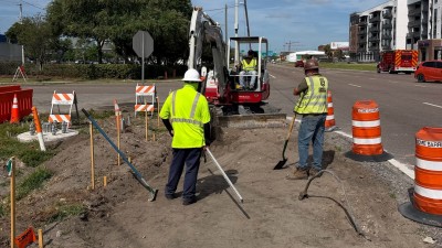 Grading for sidewalk at the southeast corner (April 2026 photo)