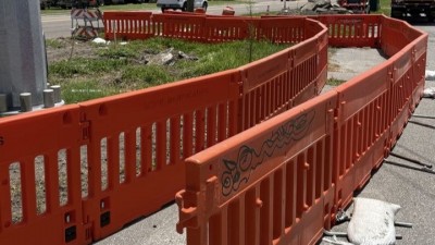 Temporary pedestrian path (July 2026 photo)