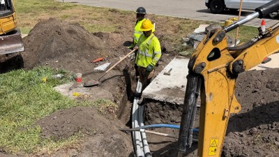 Tying in conduits at the northwest corner of SR 60 and N 26th Street (May 2026 photo)