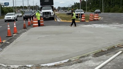 Concrete island completed on SR 54 at Altamont Lane (May 2026 photo)