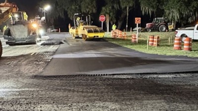 Looking northeast at paving operations (June 2026 photo)