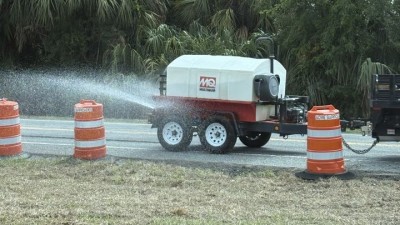Watering sod at US 41 (N Florida Avenue) and SR 200 (N Carl G Rose Highway) (July 2026 photo)