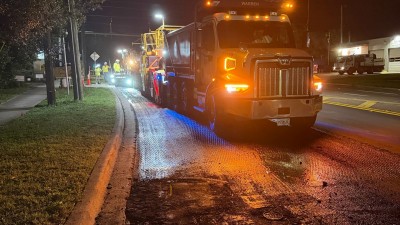 Placed asphalt over the over-milled area prior to resurfacing (September 2026 photo)