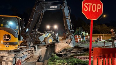 Removing the existing concrete sidewalk at the SE corner (September 2026 photo)