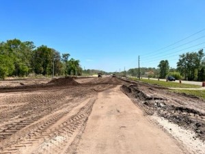 Constructing a new roadway base (March 2022 photo)