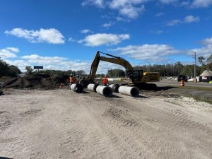 Storm water drainage pipe installation (January 2022 photo)