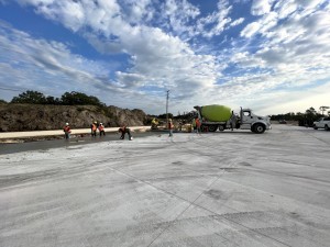 Placing concrete for the new, widened roadway (11/17/2022 photo)