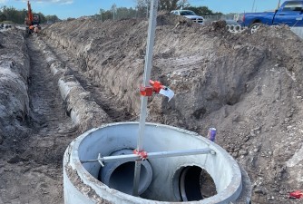 Drainage installation for storm water runoff collection (12/1/2021 photo)