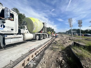 Concrete shoulder being poured on US 41 north of the SR 52 intersection (8/31/2022 photo)