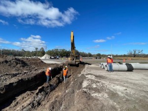 Storm water drainage pipe installation (January 2022 photo)
