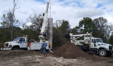 Installing culverts to relocate electric transmission poles (1/5/2022 photo)