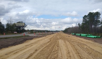 Stabilized roadway base for US 41 roadway widening (1/5/2022 photo)