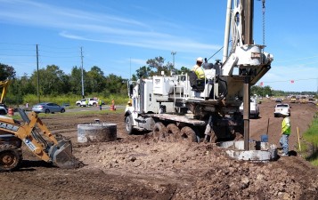 Excavating for a drilled shaft to support a traffic signal pole (10/4/2021 photo)