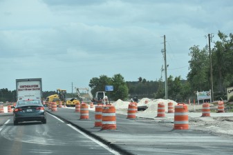 Looking south on US 41 at construction near Ensemble Boulevard (4-11-2023 photo)