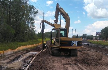 Installation of well points to dewater area for drainage construction (7/20/2021 photo)