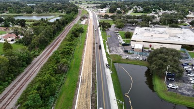 Looking south at US 98 Bypass roadway widening south of Martin Luther King Blvd. (9-10-2025 photo)