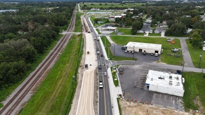 Looking south at US 98 Bypass roadway widening between Pasco and Church avenues (9-10-2025 photo)