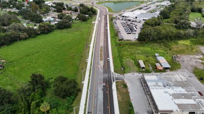 Looking east over the US 98 Bypass toward the roundabout at Old Lakeland Highway 9-10-2025 photo)