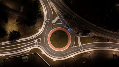 The roundabout at 7th Street / US 98 /US 301 opens after 2 a.m. (11-19-2025 photo)