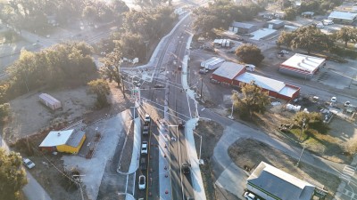 Looking southeast over the US 98 Bypass at the River Road / Whitehouse Avenue intersection (1-29-2026 photo)