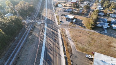 Looking south over the US 98 Bypass at Buford Avenue to the right and Tuskeegee Avenue to the left (1-29-2026 photo)
