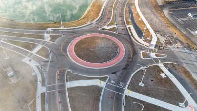 Looking southwest over the US 98 Bypass at the roundabout at Old Lakeland Highway (1-29-2026 photo)