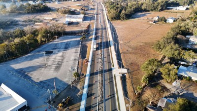 Looking southwest over the US 98 Bypass toward the roundabout at 7th Street (1-29-2026 photo)