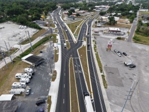 Looking southeast where the US 98 Bypass begins at the split to 7th Street (4-30-2026 photo)