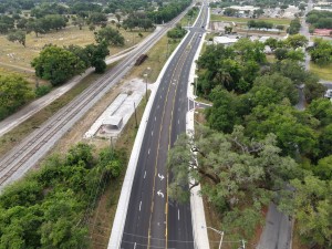 Looking south over the US 98 Bypass from north of Hall Street (4-30-2026 photo)
