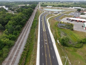 Looking south over the US 98 Bypass toward the roundabout at Old Lakeland Highway (4-30-2026 photo)