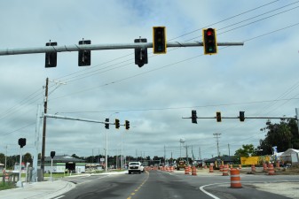 New traffic signal is active at the US 98 Bypass and River Road (9-8-2025 photo)