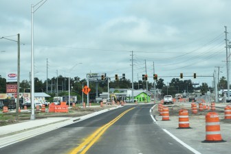 New traffic signal are active at the US 98 Bypass and 7th Street on the north end of the bypass (9-8-2025 photo)