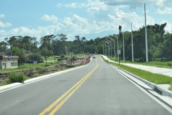 Looking west on the US 98 Bypass where traffic has been shifted to new pavement approaching 7th Street (6-16-2025 photo)