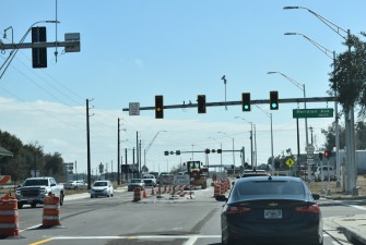 Northbound and southbound traffic is now separated as seen here at Meridian Avenue (2-5-2026 photo)