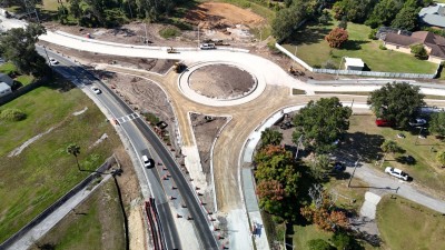Looking west over the US 98 Bypass at roundabout construction at 7th Street and US 301 (11-7-2025 photo)
