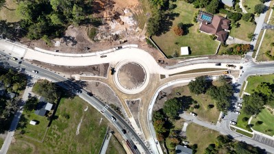 Lime rock is being primed to prepare for asphalt paving (11-7-2025 photo)