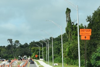 The 7th Street connection to US 98/US 301 south of downtown Dade City is closed for construction (9-8-2025 photo)