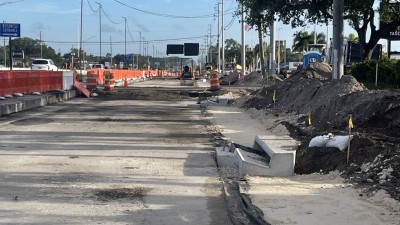 Crews work on stabilization for NB US 19 Frontage Road (September 2026 photo)