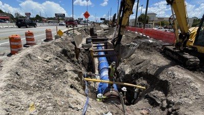 Looking south on US 19 at replaced water main (August 2026 Photo)