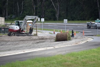 Sod ready to be placed in a storm water drainage pond on the west side of the Ayers Road extension. (8/27/2021 photo)