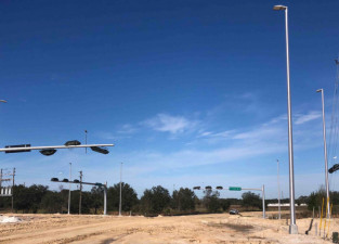 New intersection and traffic signals at Ayers Road extension and County Line Road (December 3, 2020 photo)