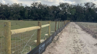Fence installation near pond -- February 2020