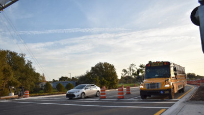 The Sam Allen Road / Paul Buchman Highway intersection on the morning of January 17, 2020 after reopening to traffic the night before.