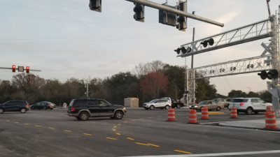 The Sam Allen Road / Paul Buchman Highway intersection on the morning of January 17, 2020 after reopening to traffic the night before.