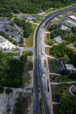 Looking north at traffic shifted to the west side of the US 19 corridor south of Yulee Drive. (July 7, 2020 photo)