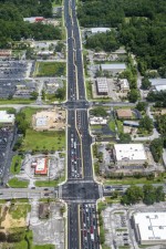 Looking north over US 19 at the Halls River Rd. / Grover Cleveland Blvd. and Homosassa Trail intersections (7/8/2021 photo)